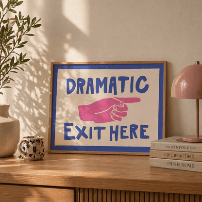 Dramatic Exit Here Sign Framed Wall Art Canvas Print