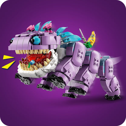 Toy dinosaur model on a purple background