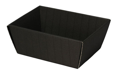 Black woven basket on a white background