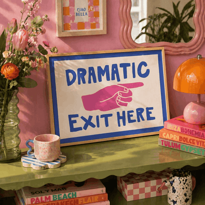 Dramatic Exit Here Sign Framed Wall Art Canvas Print