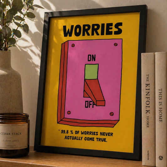 Funny Worries Wall Art Print | Anxiety Quote Poster for Home Decor