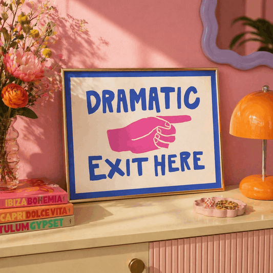 Dramatic Exit Here Sign Framed Wall Art Canvas Print