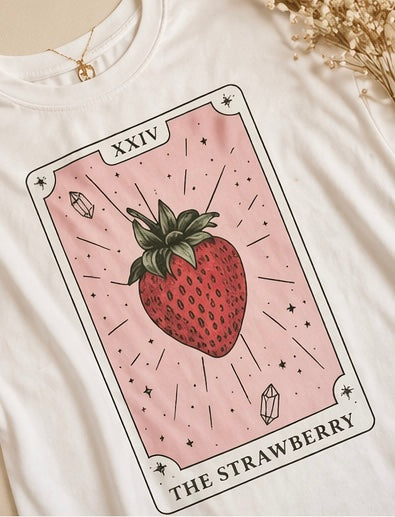 Strawberry Tarot Card T Shirt Aesthetic Graphic Tee Witchy Shirt