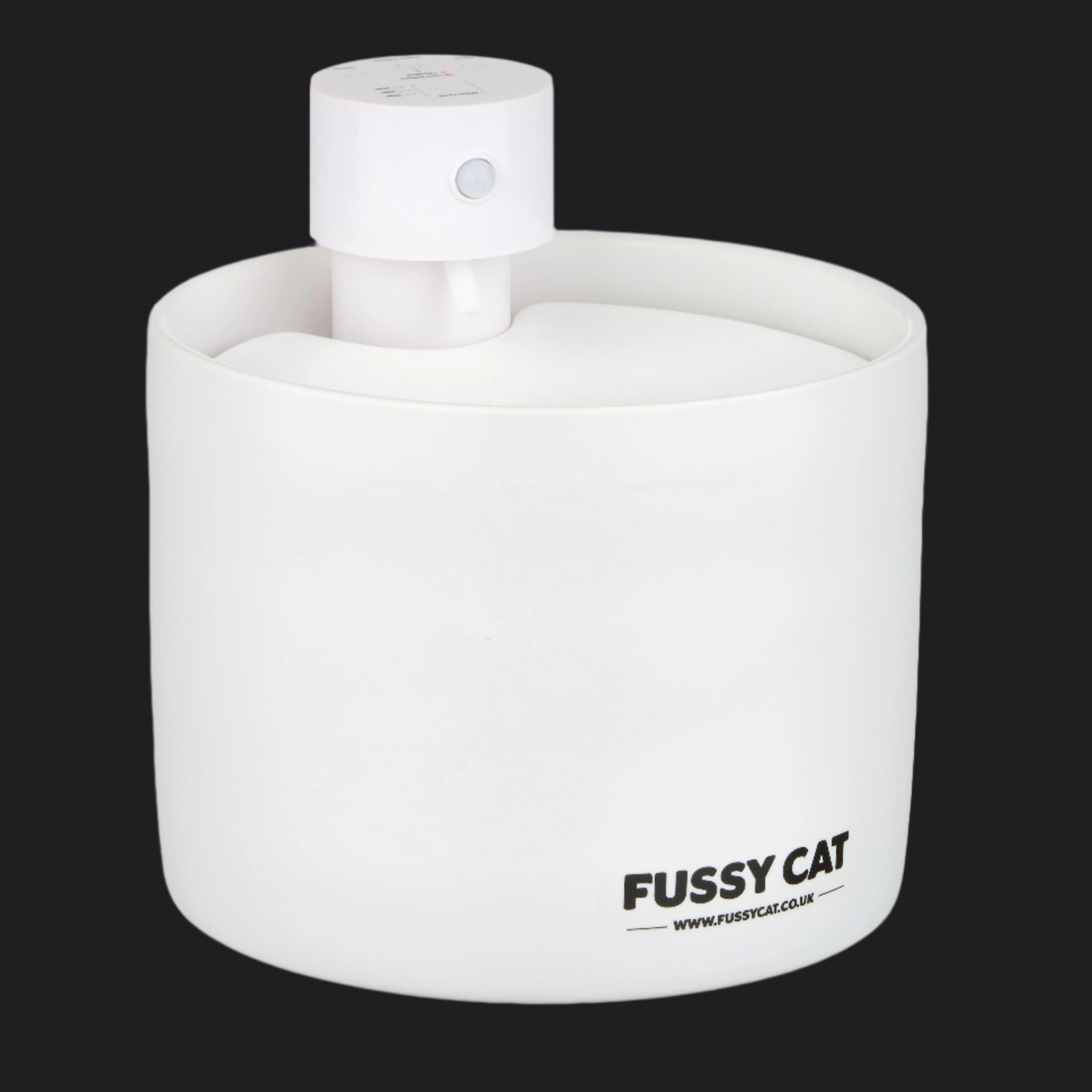 White water fountain of 'Fussy Cat' on a black background