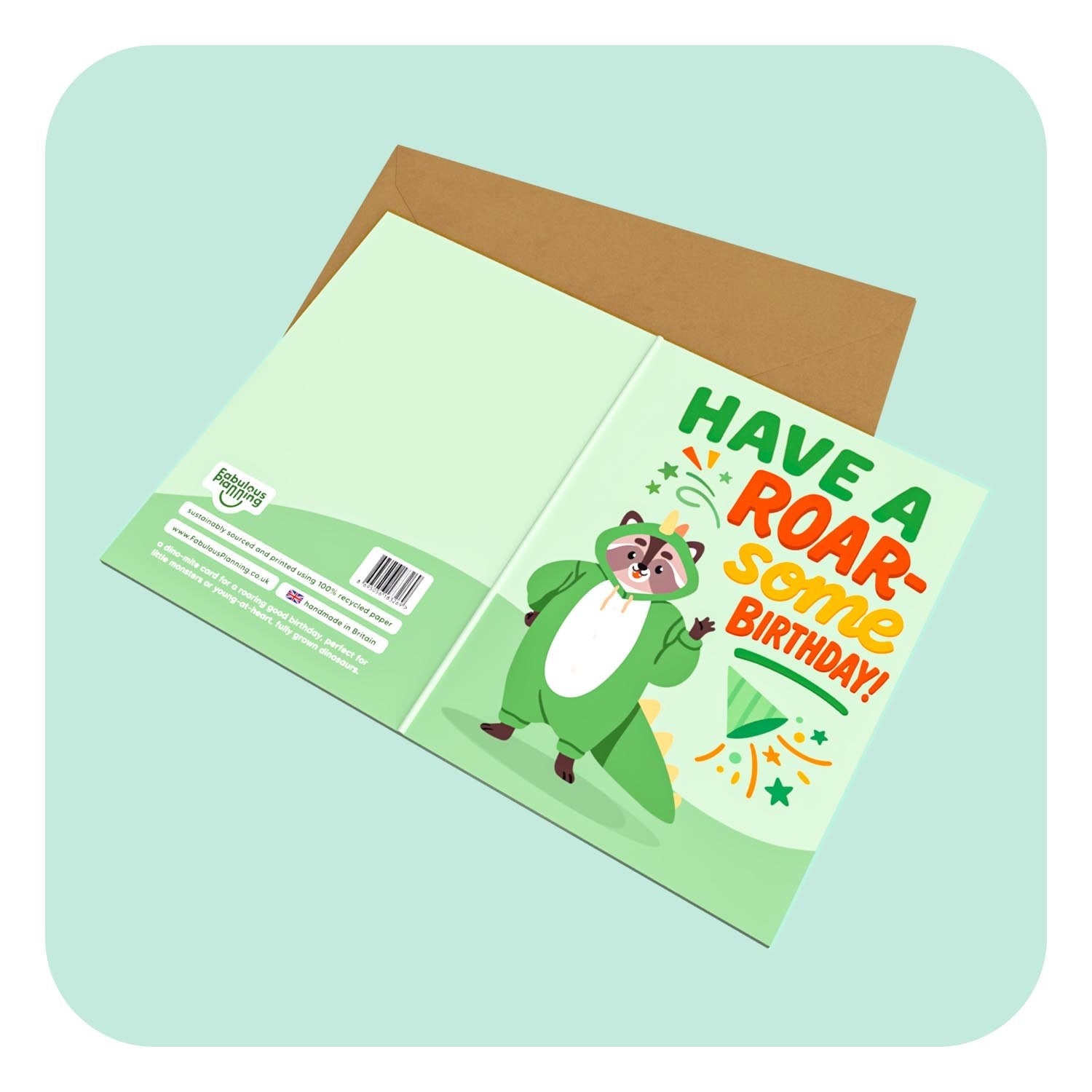 Birthday card with cartoon lion and 'Have a ROARsome Birthday!' text on a light blue background