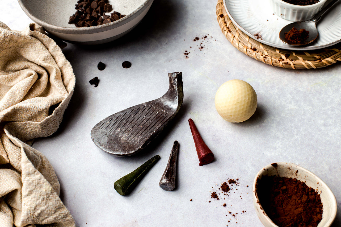 chocolate carved golfing set