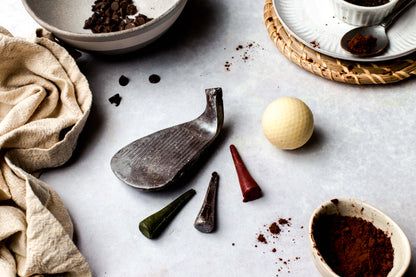 chocolate carved golfing set