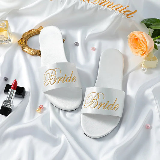Bride Satin Embroidered Slippers - slippers from Dear Cece - Just £19.99! Shop now at Dear Cece