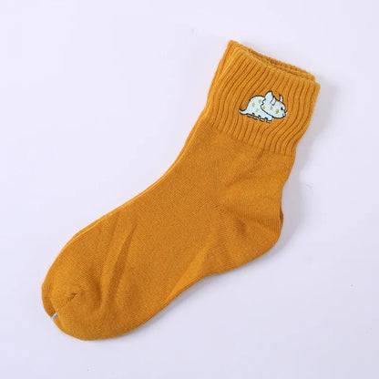 Embroidered Dinosaur Cotton Tube Socks - Socks from Dear Cece - Just £8.99! Shop now at Dear Cece