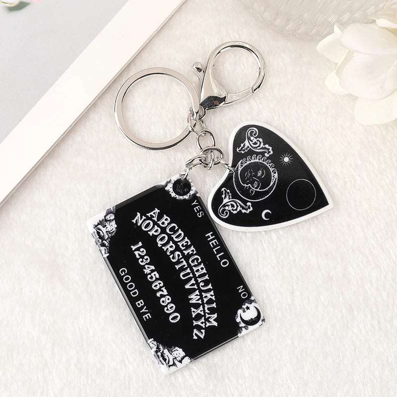 Black Ouija Board Keychain with planchette