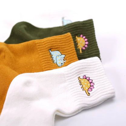 Embroidered Dinosaur Cotton Tube Socks - Socks from Dear Cece - Just £8.99! Shop now at Dear Cece