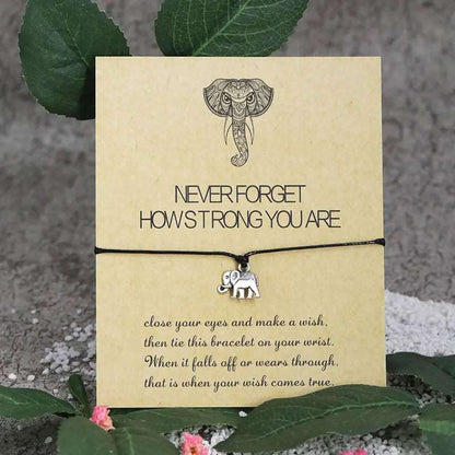 Elephant Strength Wish Bracelet "Never Forget How Strong You Are" - Bracelets from Dear Cece - Just £7.99! Shop now at Dear Cece