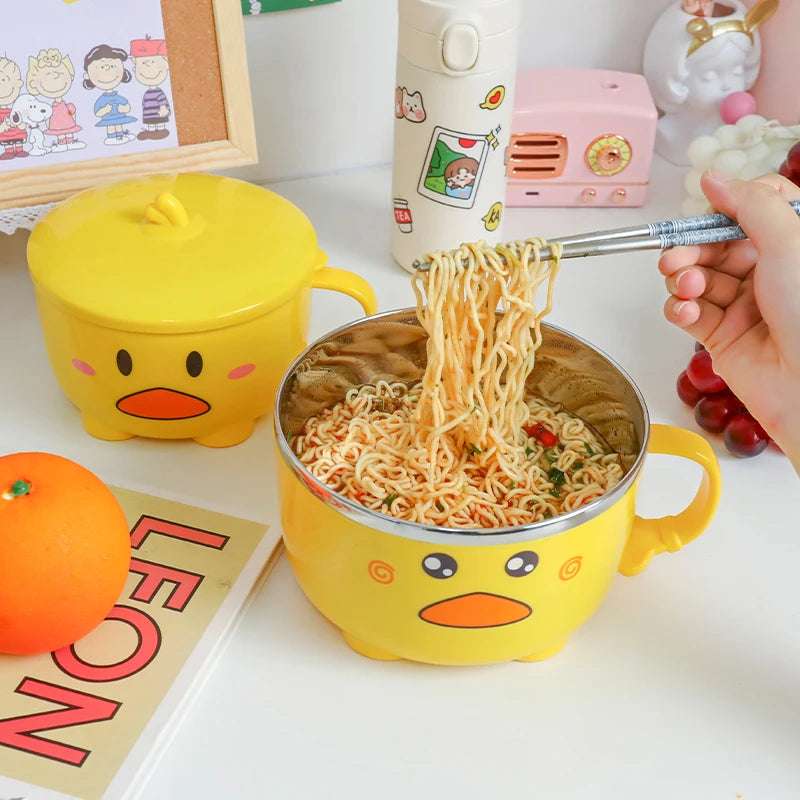 Kawaii Duck Double Stainless Steel Ramen Bowl – buldak noodles