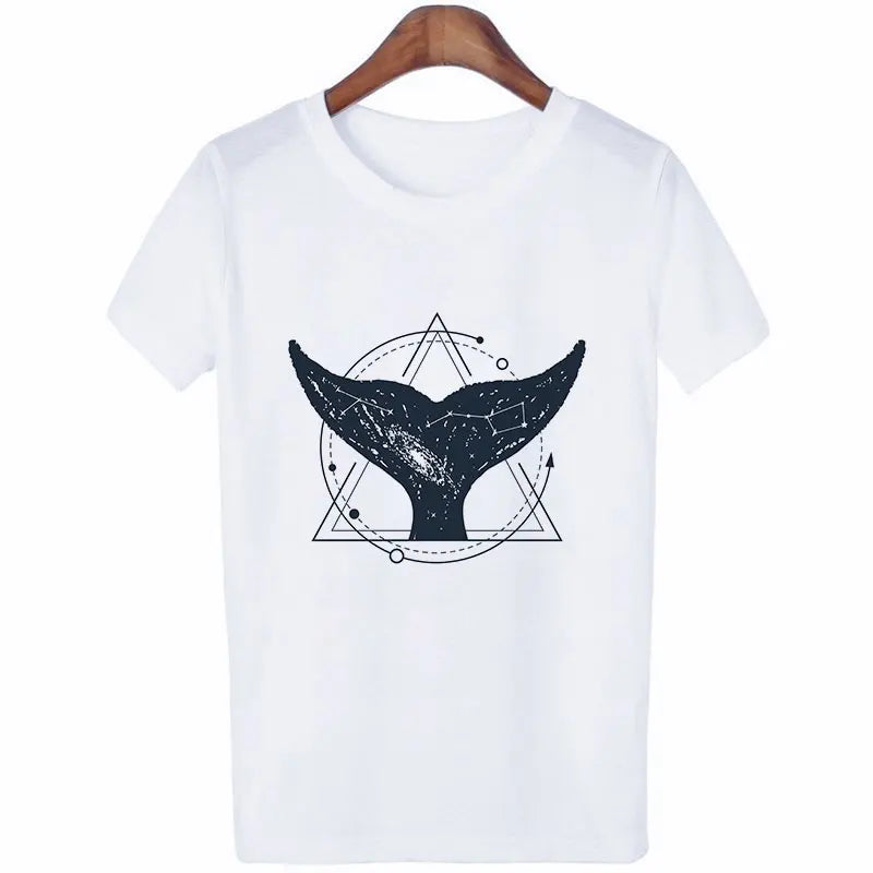 Cosmic Whale Tail Printed T-shirt
