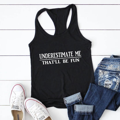 Black Underestimate Me Feminist Gym Vest Top