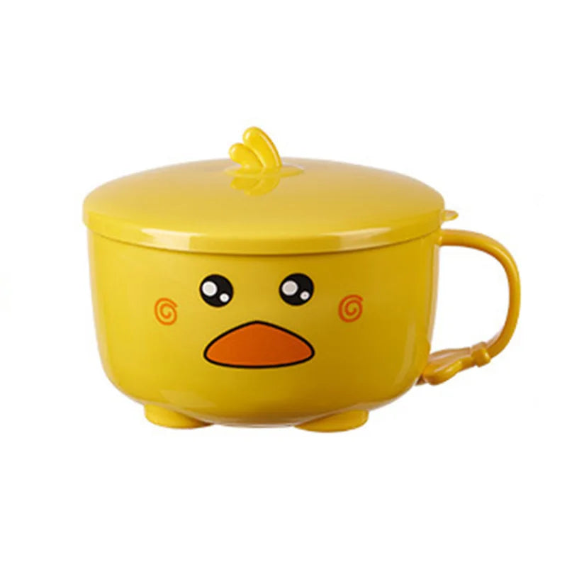 Kawaii Duck Double Stainless Steel Ramen Bowl – Too Cute to Handle, Too Hot to Miss!