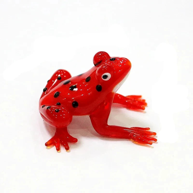 Red hand blown glass frog