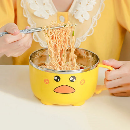 Kawaii Duck Double Stainless Steel Ramen Bowl – Too Cute to Handle, Too Hot to Miss!