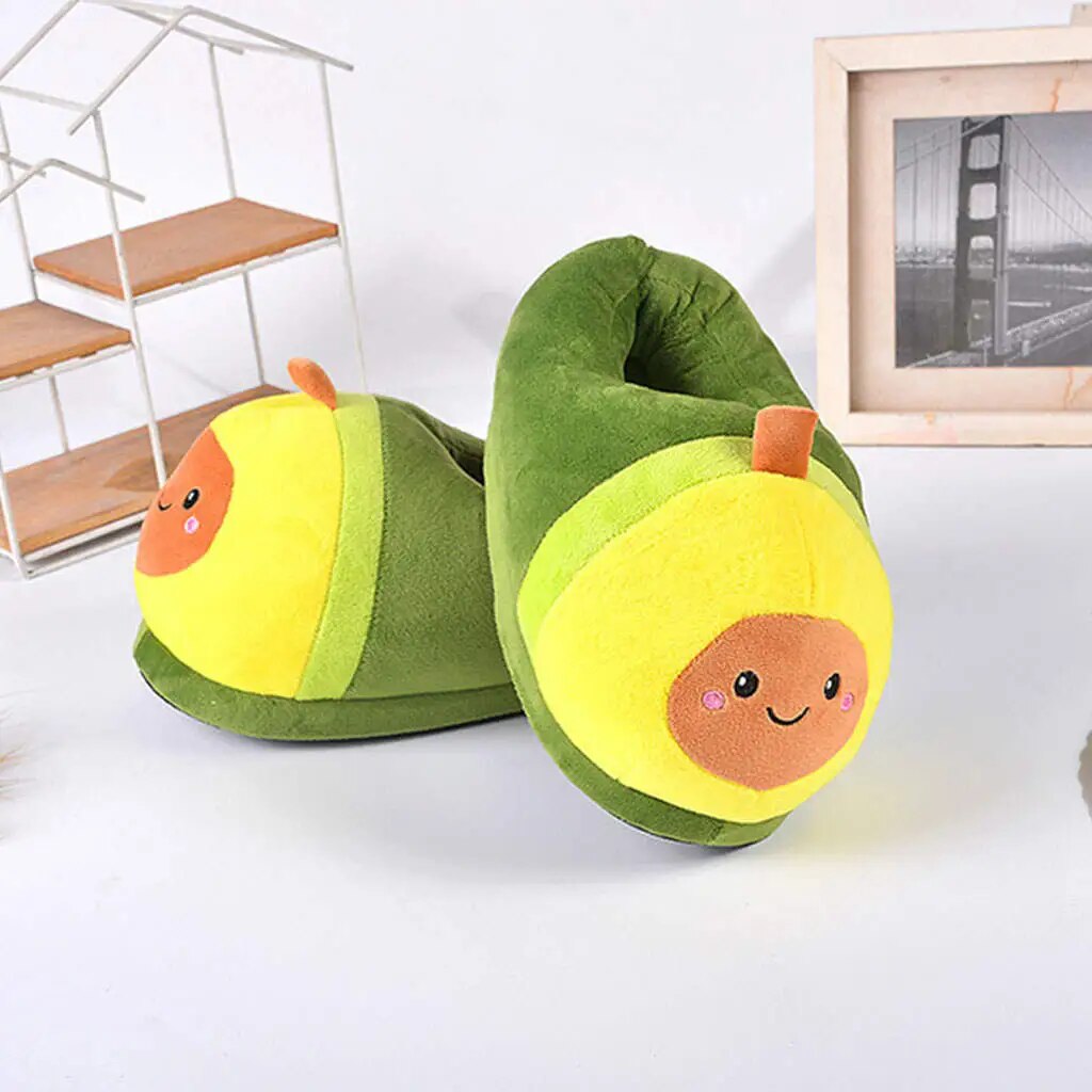 Cute Green Happy Avocado Plush Slippers - slippers from Dear Cece - Just £15.99! Shop now at Dear Cece