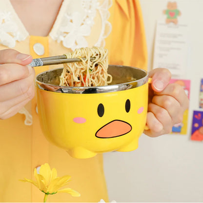 Kawaii Duck Double Stainless Steel Ramen Bowl 