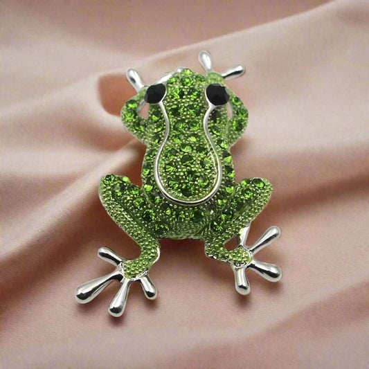 Green Frog Brooch - gift for frog lovers