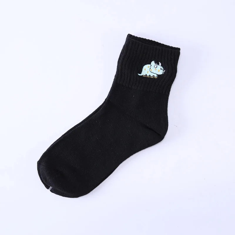 Embroidered Dinosaur Cotton Tube Socks - Socks from Dear Cece - Just £8.99! Shop now at Dear Cece