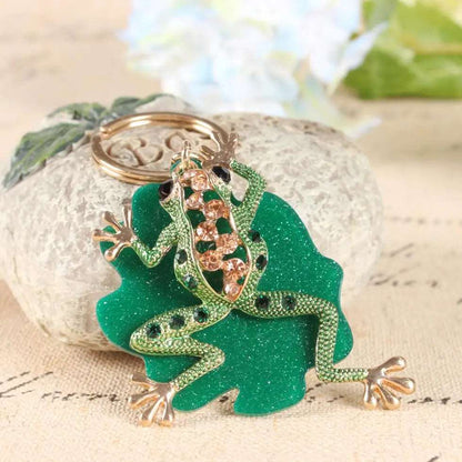 Green Frog Lilypad Crystal Charm Keychain - Keychains from Dear Cece - Just £9.99! Shop now at Dear Cece