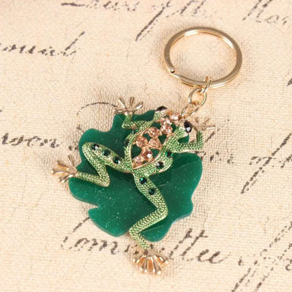 Green Frog Lilypad Crystal Charm Keychain - Keychains from Dear Cece - Just £9.99! Shop now at Dear Cece