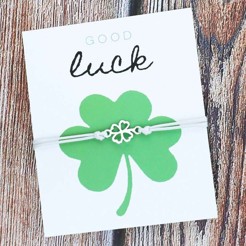 Good Luck Four Leaf Clover Wish Bracelet