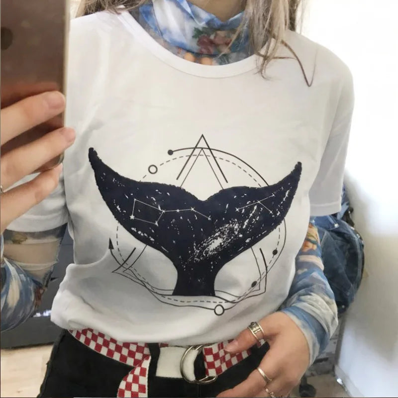 Cosmic Whale Tail Printed T-shirt - T Shirts from Dear Cece - Just £12.99! Shop now at Dear Cece