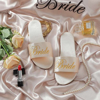 Bride Satin Embroidered Slippers - slippers from Dear Cece - Just £19.99! Shop now at Dear Cece