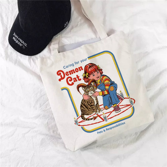 Demon Cat Reusable Shopping Tote Bag - Bags from Dear Cece - Just £12.99! Shop now at Dear Cece