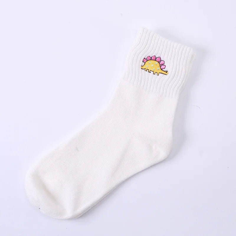 Embroidered Dinosaur Cotton Tube Socks - Socks from Dear Cece - Just £8.99! Shop now at Dear Cece