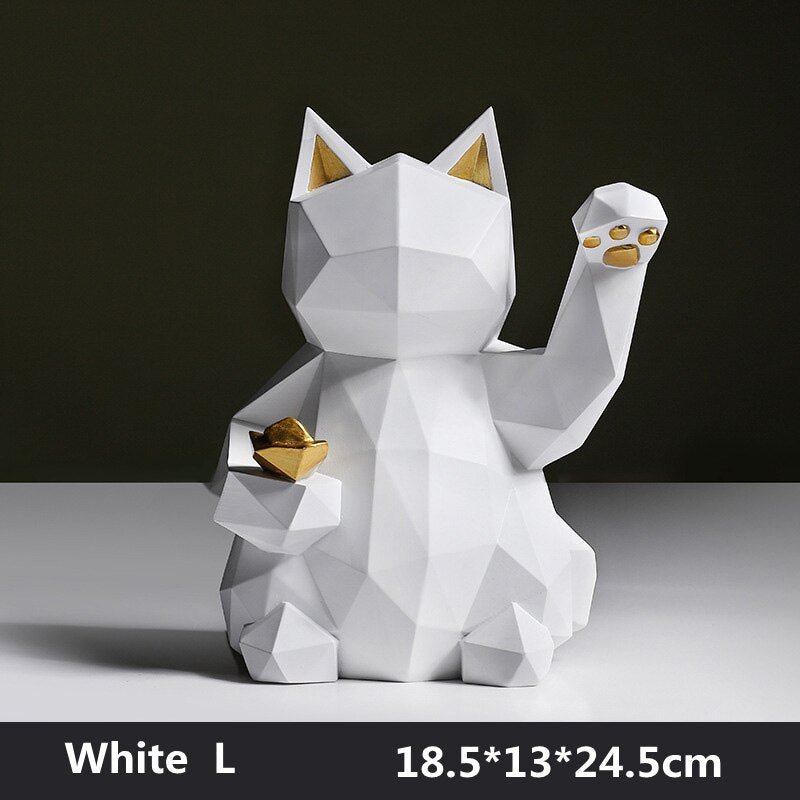Geometric Lucky Cat Statue - Ornaments from Dear Cece - Just £29.99! Shop now at Dear Cece