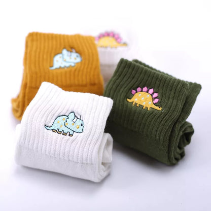 Embroidered Dinosaur Cotton Tube Socks - Socks from Dear Cece - Just £8.99! Shop now at Dear Cece