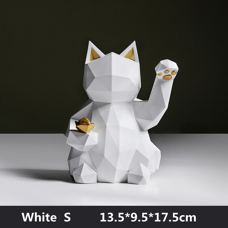 Geometric Lucky Cat Statue
