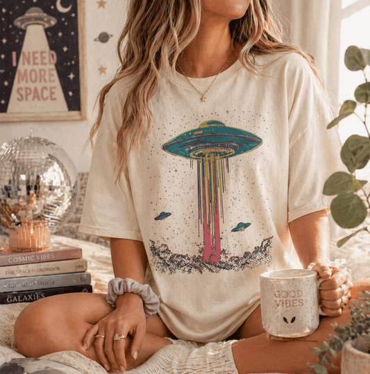 Trippy 90s Psychedelic UFO T-Shirt