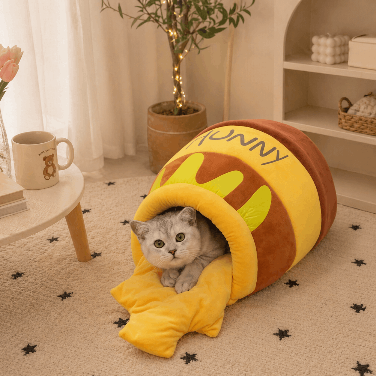 Honey Pot Plush Cat Bed