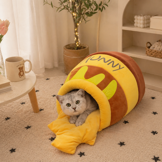Honey Pot Plush Cat Bed