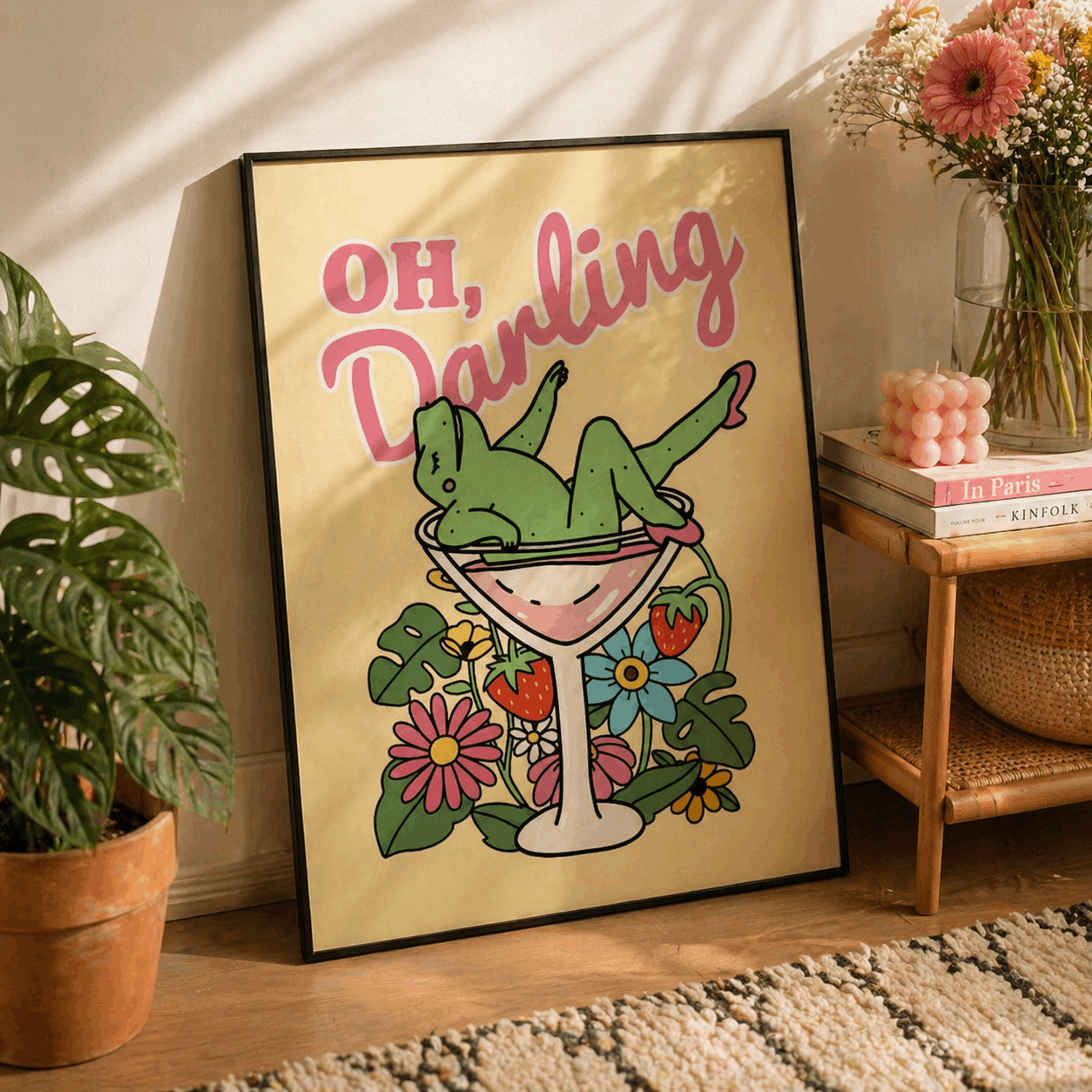 Oh Darling Funny Cartoon Frog Framed Art Print