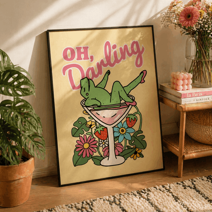 Oh Darling Funny Cartoon Frog Framed Art Print