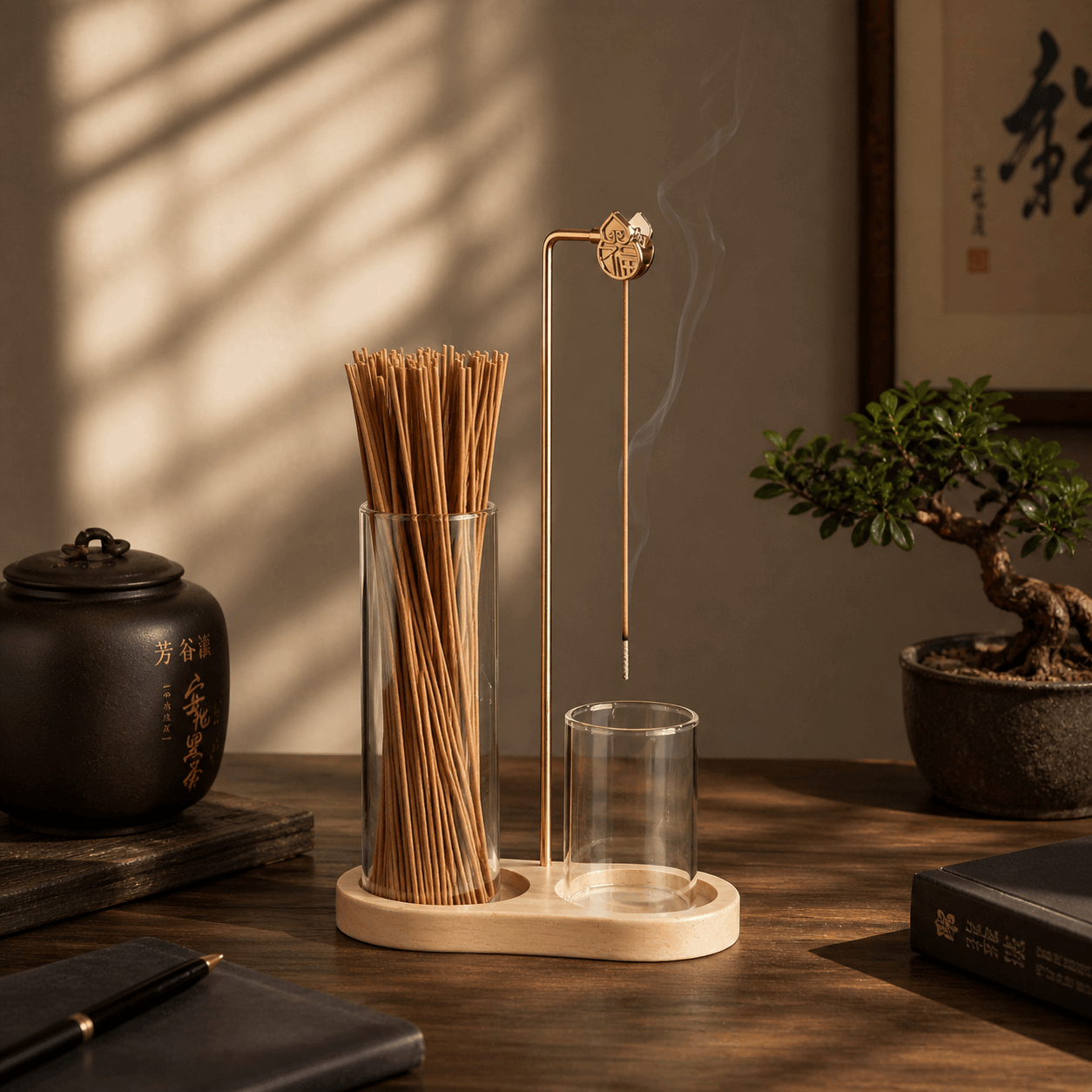 Glass Incense Holder with Metal Clip Anti Ash Incense Burner light base