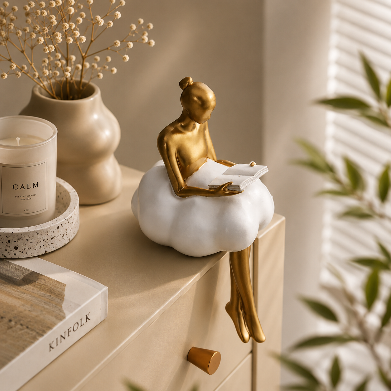 Cloud Girl Book Lovers Gold Figurine