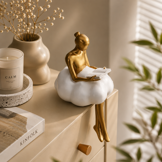 Cloud Girl Book Lovers Gold Figurine