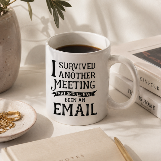 I Survived Another Meeting Novelty Gift Mug