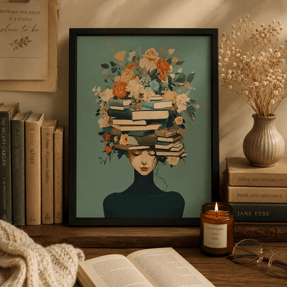 Readers of the Flower Crown Framed Wall Art Print | Book Lover Wall Decor Gift