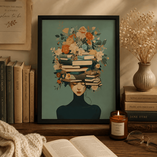 Readers of the Flower Crown Framed Wall Art Print | Book Lover Wall Decor Gift