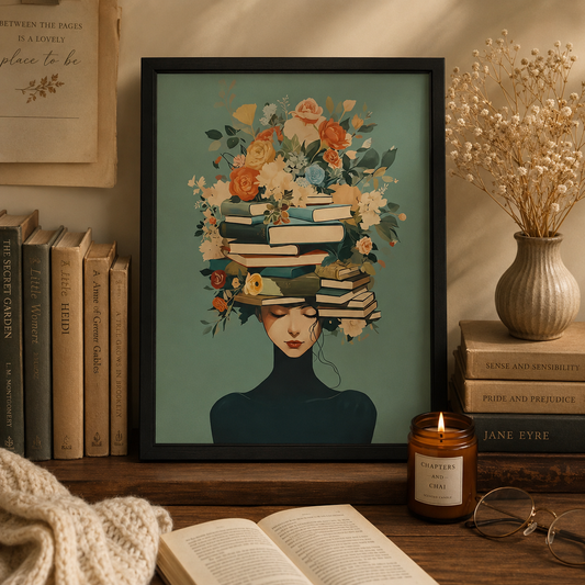 Readers of the Flower Crown Framed Wall Art Print | Book Lover Wall Decor Gift