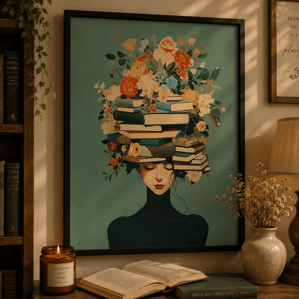 Readers of the Flower Crown Framed Wall Art Print | Book Lover Wall Decor Gift