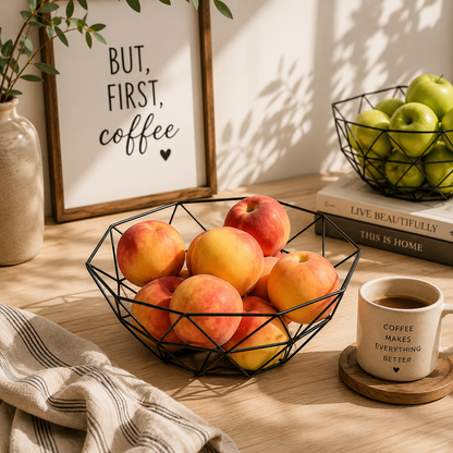 Geometric Metal Fruit Bowl | Modern Decorative Kitchen and Dining Bowl